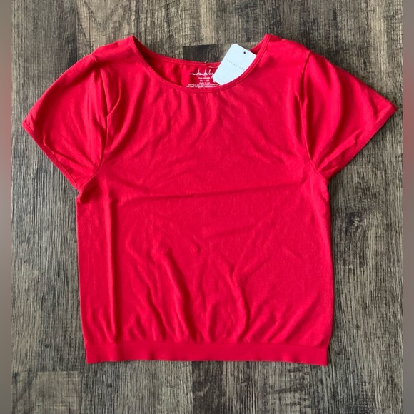 Free People ~ Intimates ~ ' Cap Sleeve Seamless Crop Cami ' ~Salsa~ Sz~M/L *NWT - Picture 8 of 11